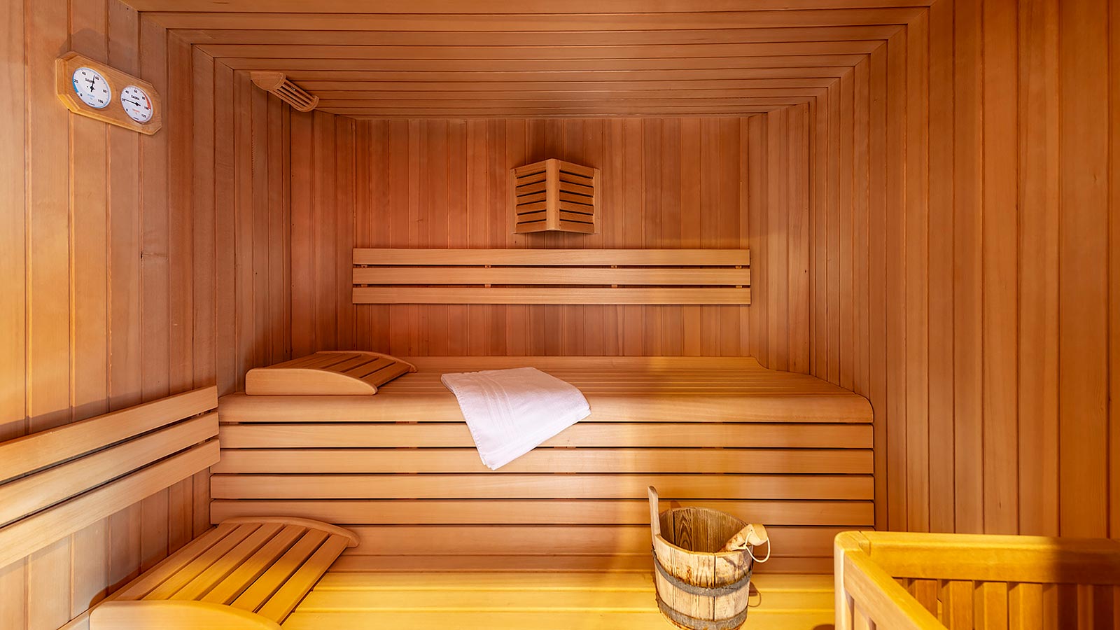 Detail of the Finnish sauna at the wellness area in Andalo