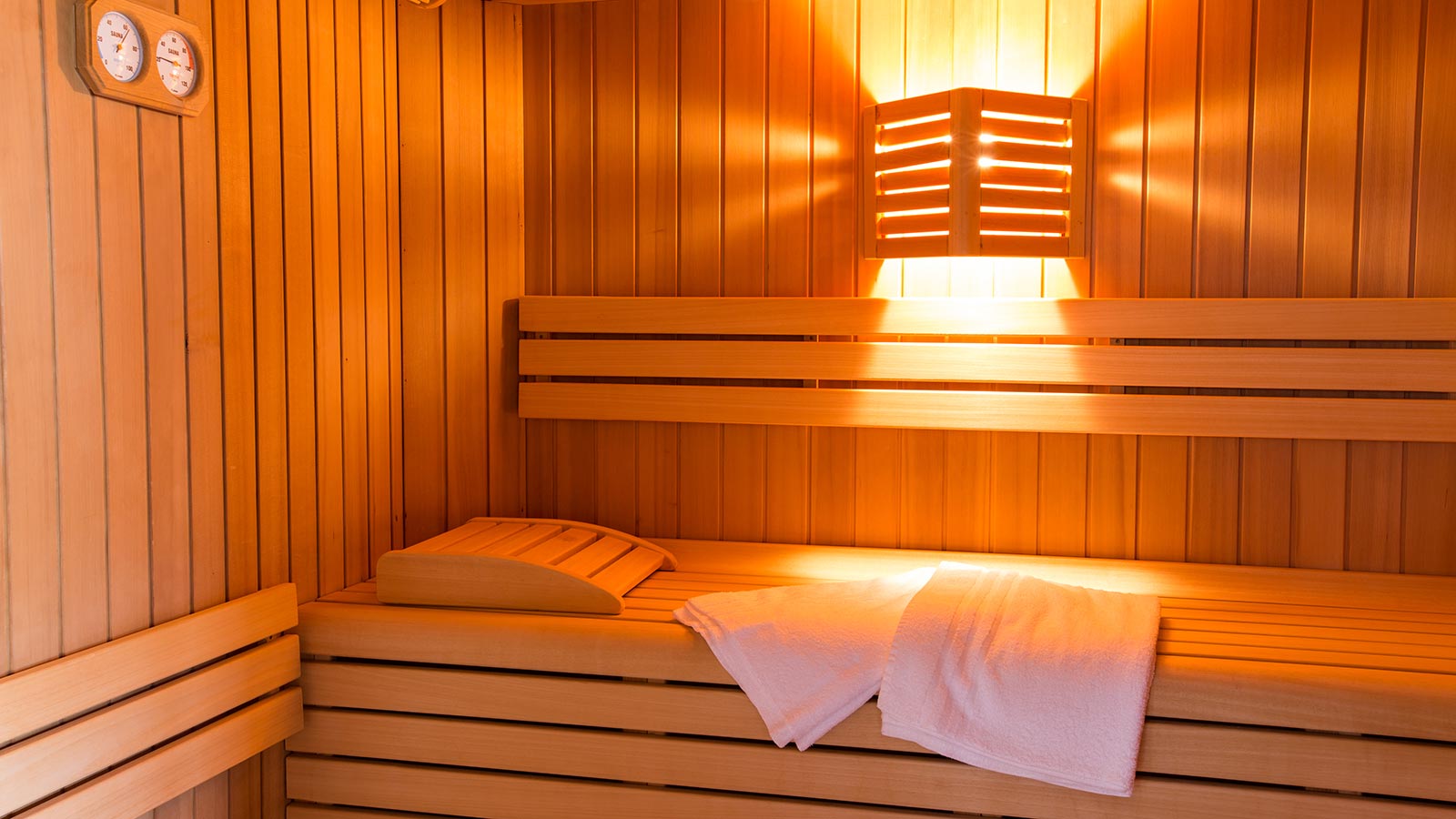 Scorcio della sauna finlandese presso l'area benessere presso il Residence