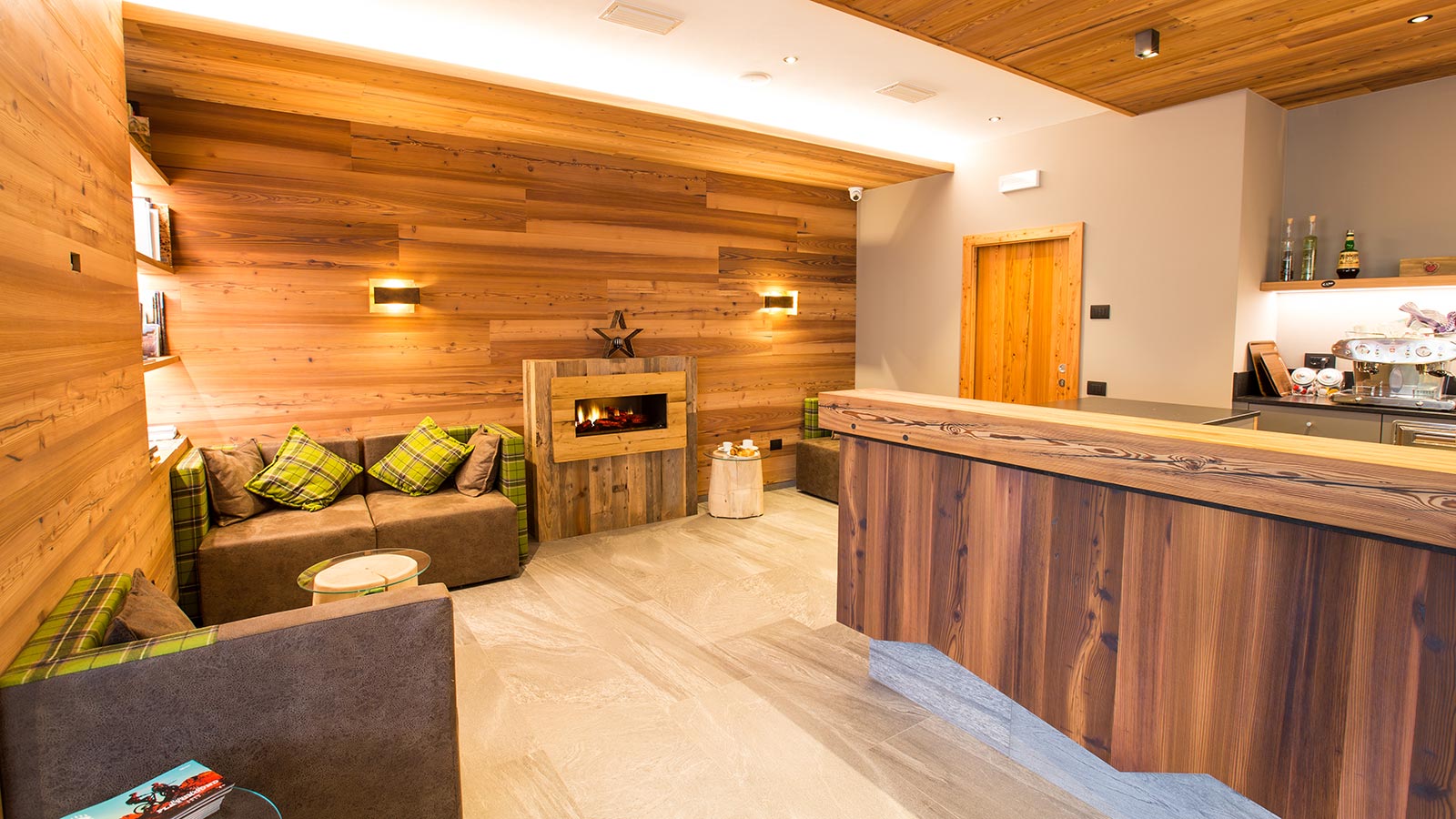 View of the living room at the entrance of the Residence in Andalo